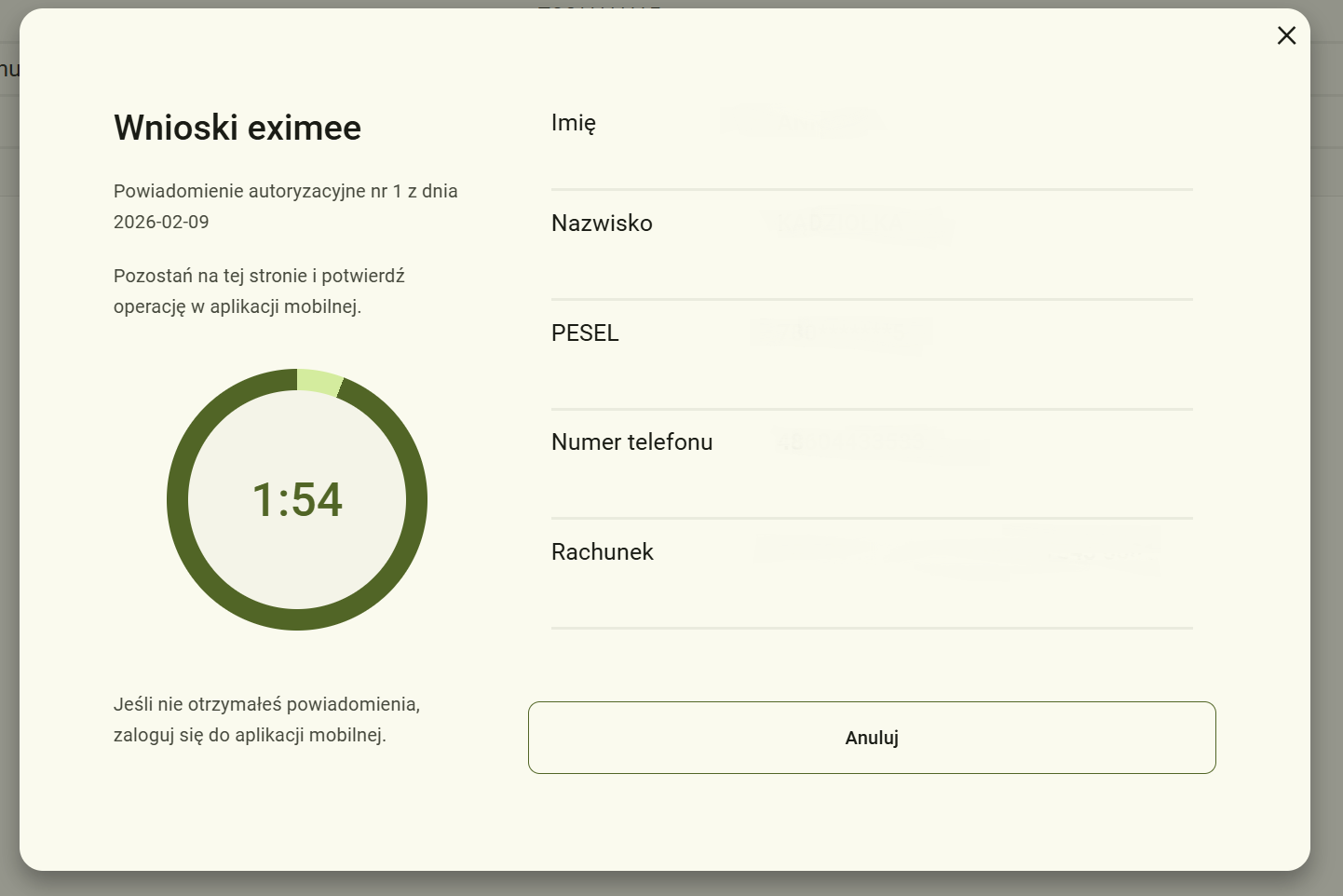 zrzut strony bankowości elektronicznej